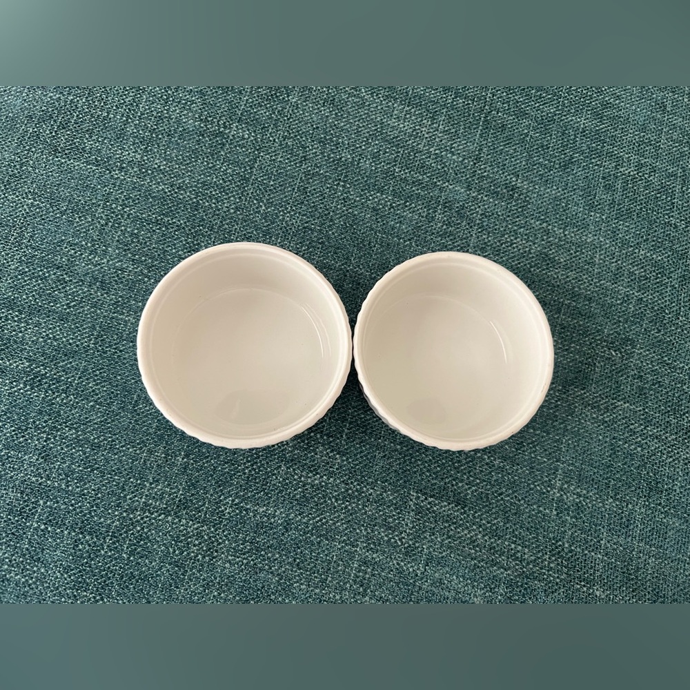 Vintage BIA Cordon Bleu France Soufflé Ramekins – Blue + Pink Flowers Set of 2 - Picture 4 of 6